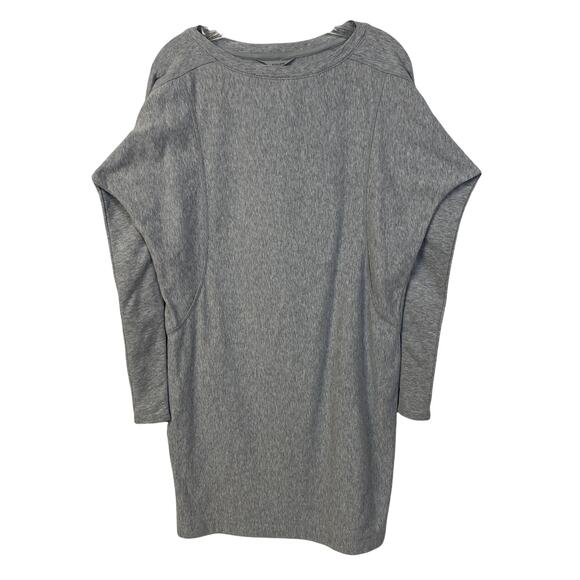 Women's M ATHLETA Gray Salinas Sweatshirt Dress Tunic Size Medium Stretch Jersey - Picture 2 of 8